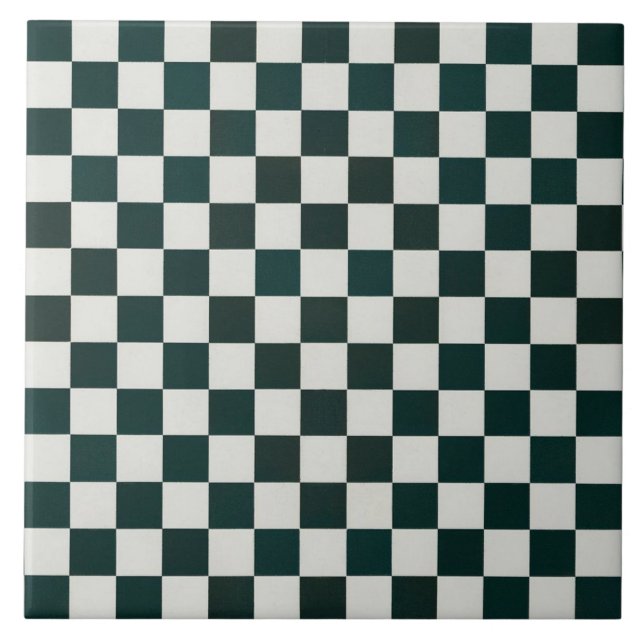 Geometric pattern decorative dark green white big ceramic tile (Front)