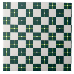 Geometric pattern decorative green white big ceramic tile