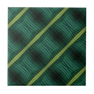 Geometric pattern deep green leaf tropical ceramic tile