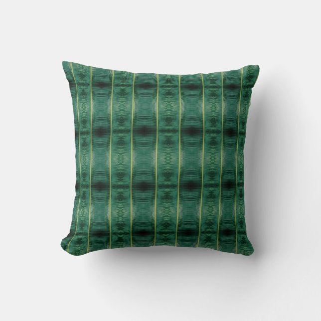 Geometric pattern deep green leaf tropical pillow (Front)