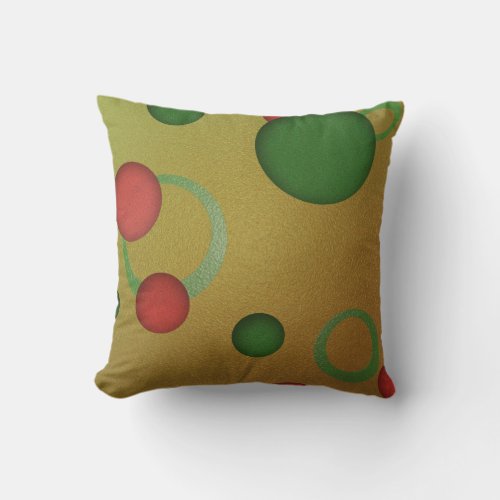 Geometric Pattern Dots Circles on Golden Throw Pillow