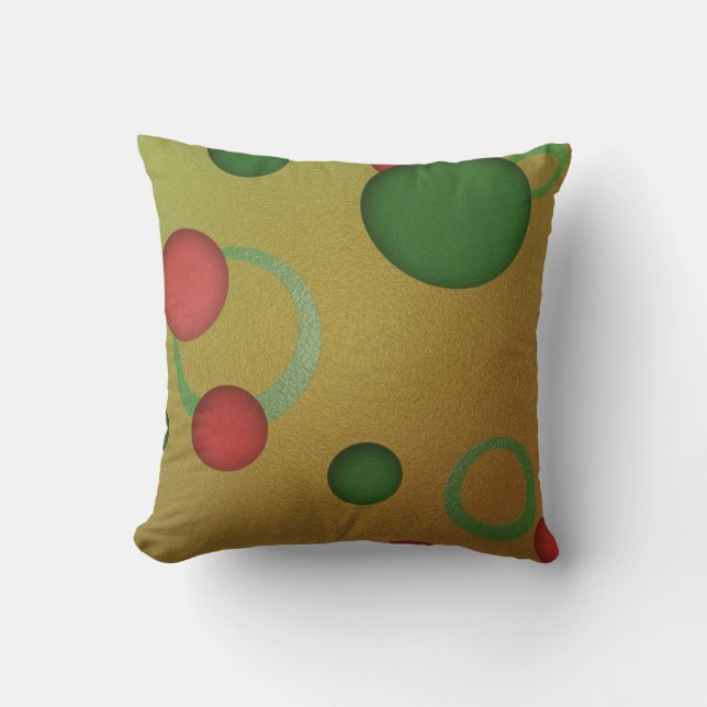 Geometric Pattern Dots Circles on Golden Throw Pillow (Front)