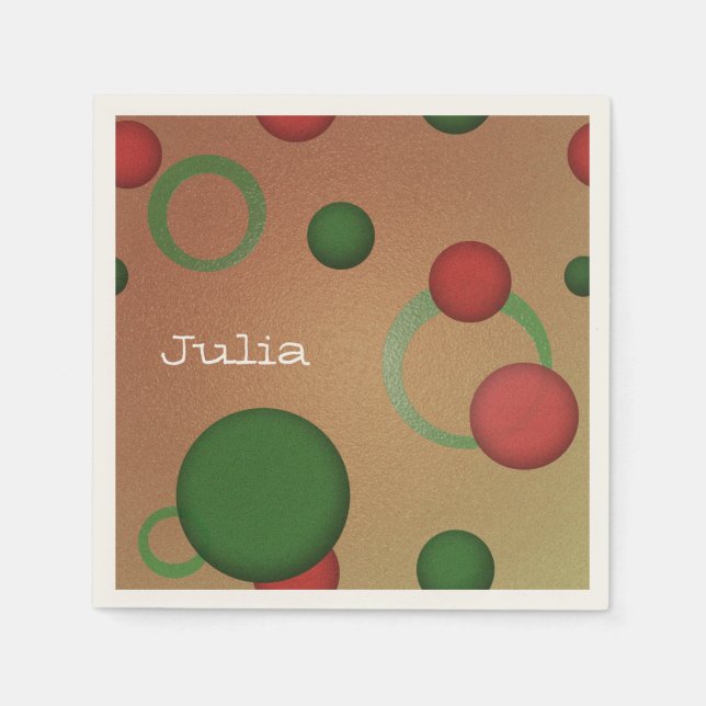 Geometric Pattern Dots Circles on Pink any Name Napkins (Front)