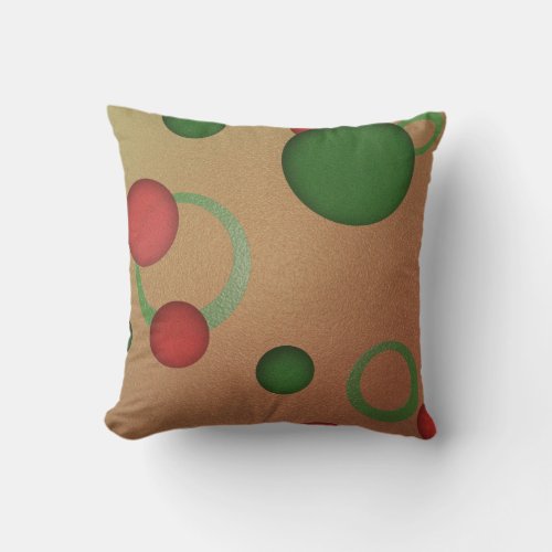 Geometric Pattern Dots Circles on Pink Throw Pillow