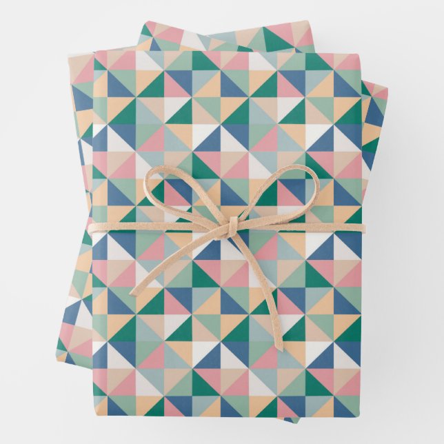 Geometric Pattern Easter Pastel Wrapping Paper Sheets (In situ)