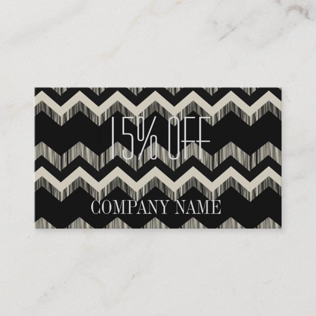 Geometric Pattern Fashion Black And White Chevron Business Card (Front)