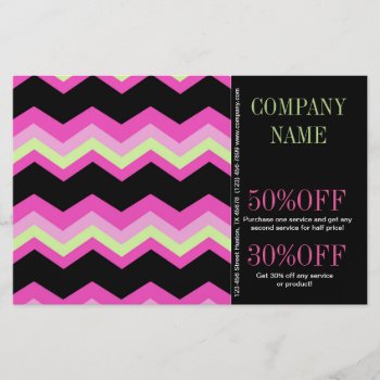 Geometric Pattern Fashion Pink And Black Chevron Flyer by businesscardsdepot at Zazzle