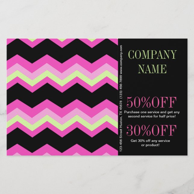 Geometric Pattern Fashion Pink And Black Chevron Flyer (Front)