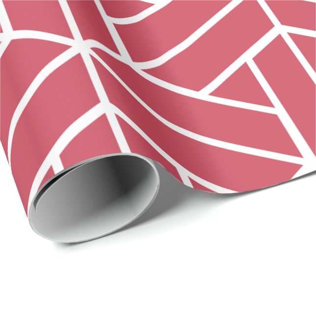 Geometric pattern featuring red hexagons  wrapping paper (Roll Corner)