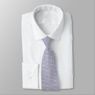 Geometric pattern figures retro brown blue neck tie