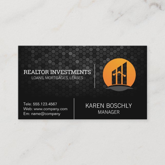 Geometric Pattern | Finance Logo Business Card (Front)