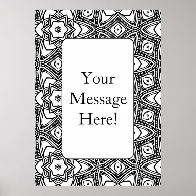 Geometric Pattern Frame Adult Coloring Page Poster (Front)