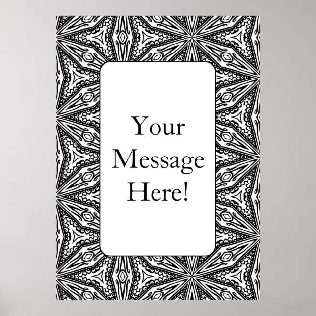 Geometric Pattern Frame Adult Coloring Page Poster (Front)