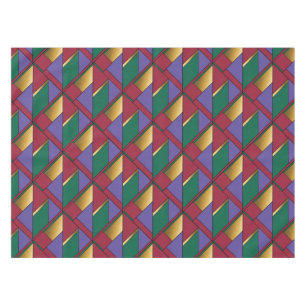 Geometric Pattern Gold Purple Green Red Tablecloth