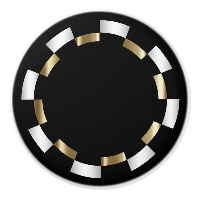 Geometric Pattern | Gold, White & Black Ceramic Knob (Front)