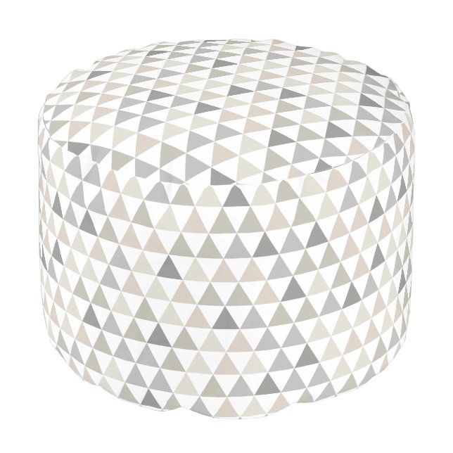 Geometric Pattern Gray Beige Neutrals Modern Pouf (Angled Front)