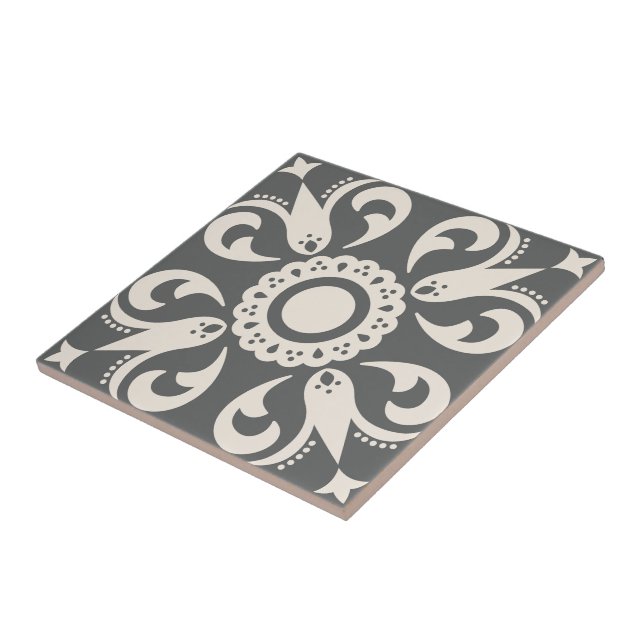 Geometric Pattern Gray Black White Decorative  Ceramic Tile (Side)