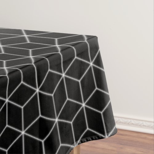 Geometric Pattern Hexagon Black and White Tablecloth