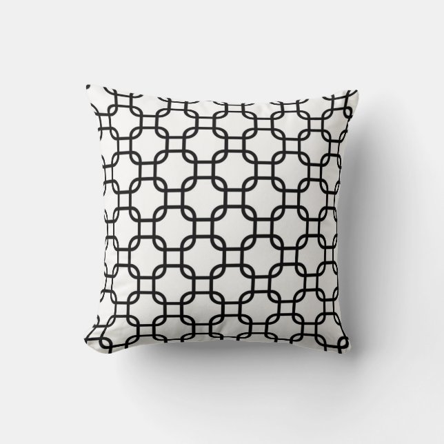 Geometric Pattern I Black and White Throw Pillow (Front)