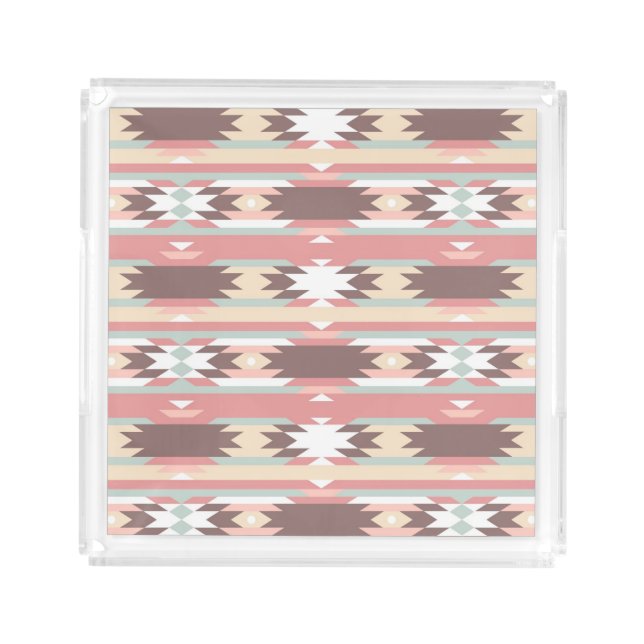 Geometric pattern in aztec style 2 acrylic tray (Front)