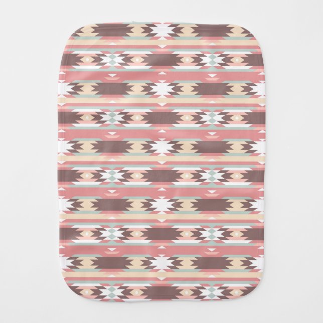 Geometric pattern in aztec style 2 baby burp cloth (Front)