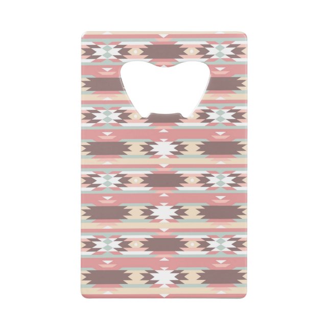Geometric pattern in aztec style 2 credit card bottle opener (Front)