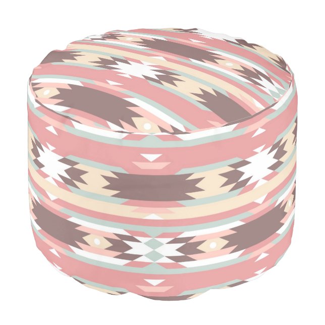 Geometric pattern in aztec style 2 pouf (Angled Front)