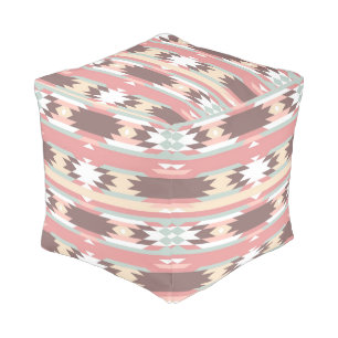Geometric pattern in aztec style 2 pouf
