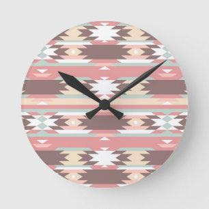 Geometric pattern in aztec style 2 round clock