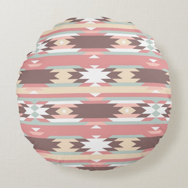 Geometric pattern in aztec style 2 round pillow (Front)