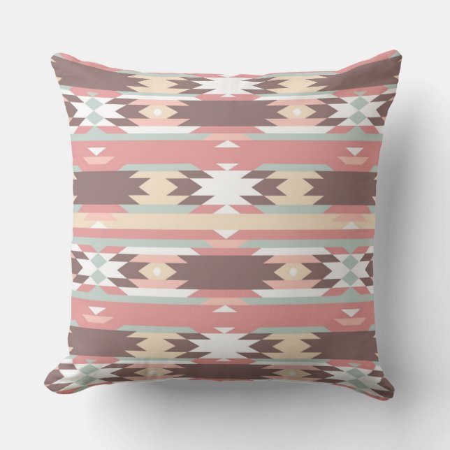 Geometric pattern in aztec style 2 throw pillow (Front)