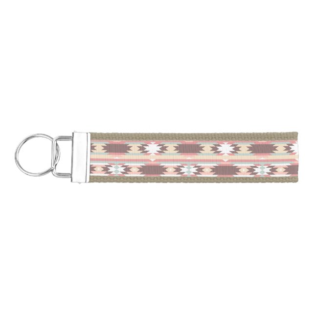Geometric pattern in aztec style 2 wrist keychain (Keys on Left)