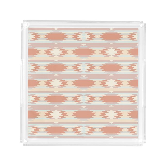 Geometric pattern in aztec style 3 acrylic tray (Front)