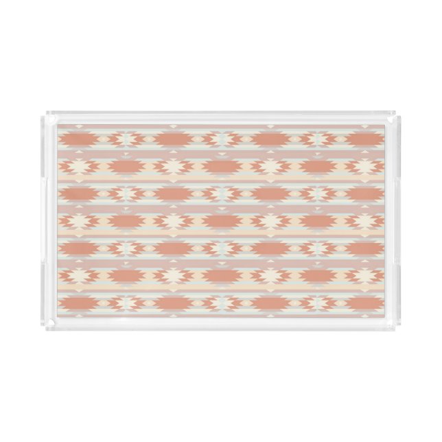 Geometric pattern in aztec style 3 acrylic tray (Front)