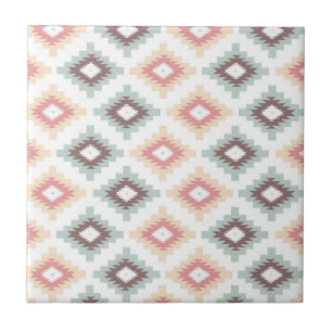 Geometric pattern in aztec style ceramic tile