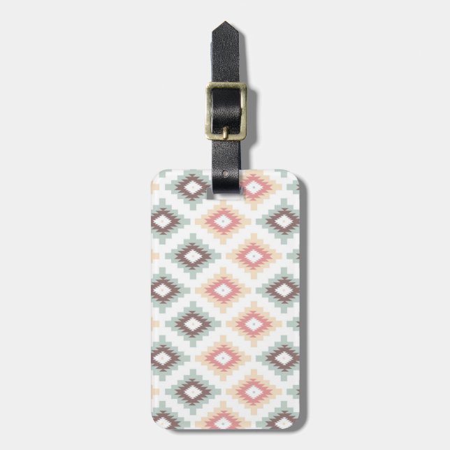 Geometric pattern in aztec style luggage tag (Front Vertical)