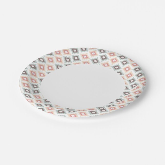 Geometric pattern in aztec style paper plates (Angled)