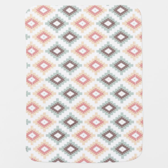 Geometric pattern in aztec style receiving blanket (Front)