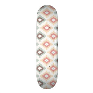 Geometric pattern in aztec style skateboard deck