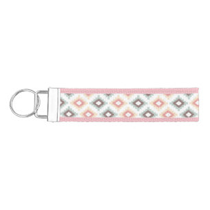 Geometric pattern in aztec style wrist keychain