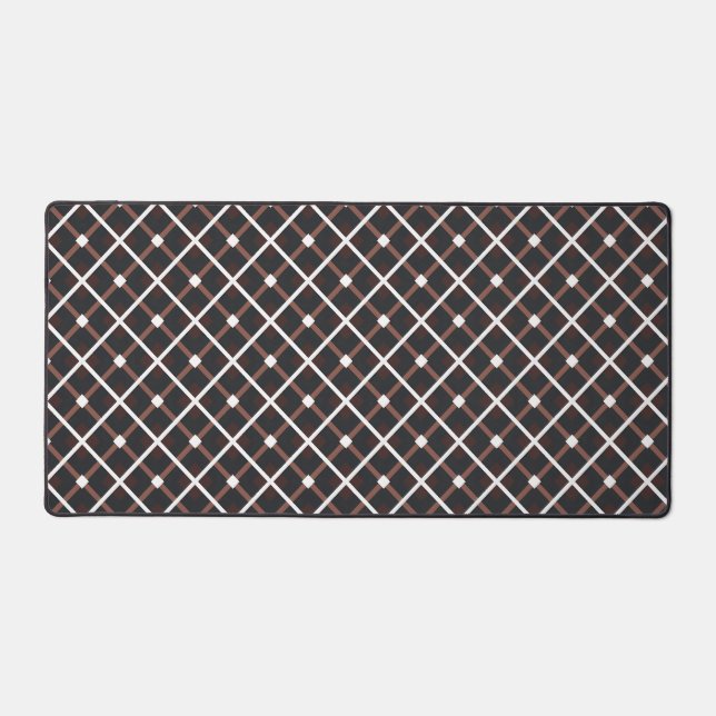 Geometric Pattern in Black and Warm Brown Tones Desk Mat (Front)