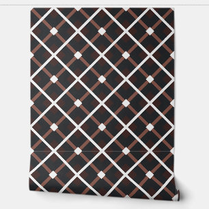 Geometric Pattern in Black and Warm Brown Tones Wallpaper