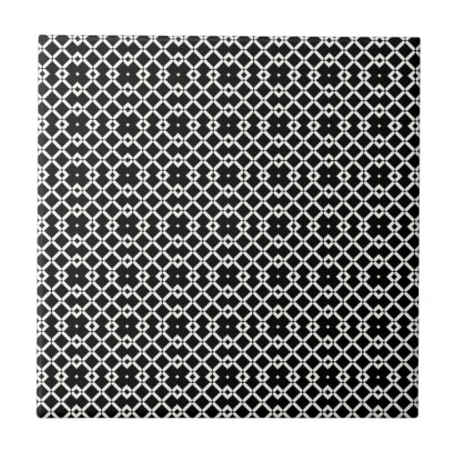 Geometric Pattern in Black and White Ceramic Tile | Zazzle