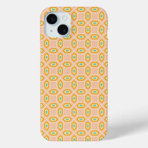 Geometric pattern in blue and orange diamond shape iPhone 15 plus case