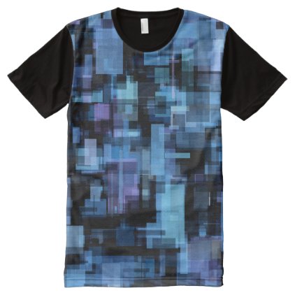 Geometric Pattern in Blue Shades All-Over-Print Shirt