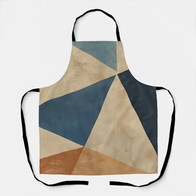 Geometric Pattern in Blues, Tans, and Rust Apron (Front)