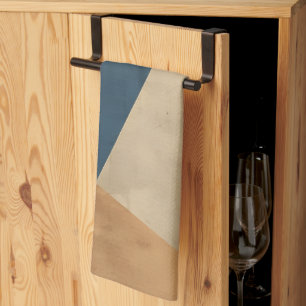 Geometric Pattern in Blues, Tans, and Rust Kitchen Towel