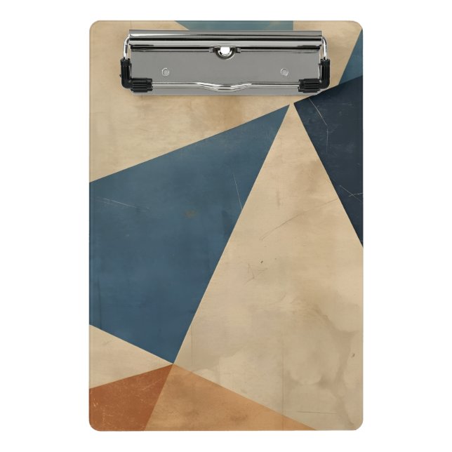 Geometric Pattern in Blues, Tans, and Rust Mini Clipboard (Front)