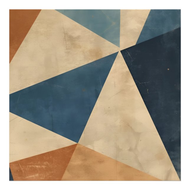 Geometric Pattern in Blues, Tans, and Rust Photo Print (Front)