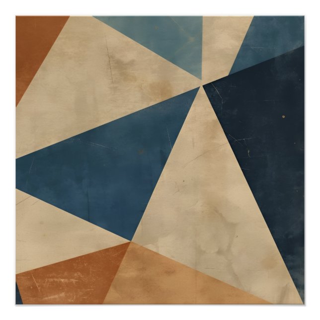 Geometric Pattern in Blues, Tans, and Rust Poster (Front)